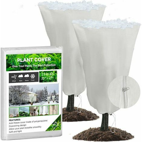 Voile d'hivernage pour plantes Jalleria, lot de 2 housses d'hivernage pour plantes, 80 x 120 cm, housses de protection pour plantes contre le froid et le gel, 60 g (1/4)