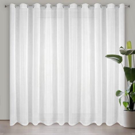 1 Rideau En Voile, 200x250 Cm, Blanc, Œillets 4 Cm, Salon Chambre