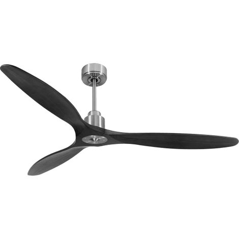 Tenerife Ring - Super destratificateur et ventilateur DC 166 cm  Chrome pales bois noir sans Lumière 30 à 60 m²