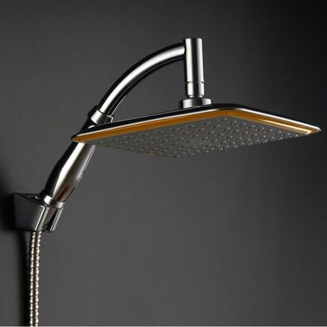 Pommeau de douche carré haute pression de 20,3 cm - Pulvérisateur carré à joint pivotant - Permet d’économiser de l'eau (1/4)