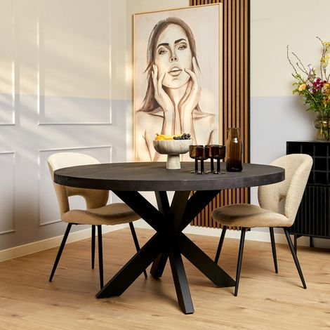 Table ronde bois noir à pied central Ø110 cm RIVANO