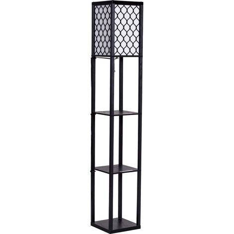 COSTWAY Lámpara de Pie con Estante Portalámparas de E27 Diseño Industrial Lámpara de Madera para Salón Dormitorio Oficina (1/5)