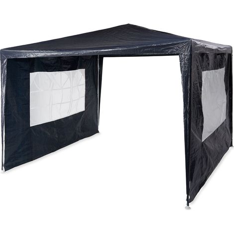 Gazebo tendone 3 x 3 m ideale giardino campeggio 2 pareti laterali in polietilene bianco 130005255