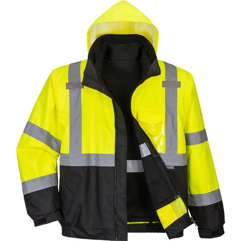 Blouson Haute Visibilité Premium 3 En 1 Couleur : Jaune/noir Taille Xxxl - Portwest