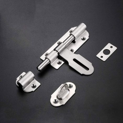 Verrou de porte coulissante en acier inoxydable 100 mm avec fermoir à cadenas, verrou de porte robuste pour salle de bain, toilett (1/4)