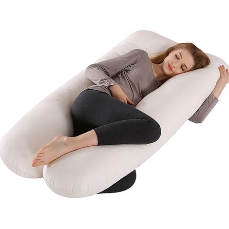 Coussin de grossesse multifonctionnel en velours cristal, soutien du ventre et de la taille, coussin latéral pour position couchée sur le côté, clip pour dormir sur les jambes, coussin en forme de U (1/5)