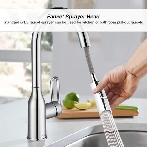 Pulvérisateur de robinet de cuisine, tête de pulvérisation de robinet, pulvérisation d'évier de cuisine-g1/2 pièces de rechange de buse de robinet de douche durables plaquées argent (1/3)