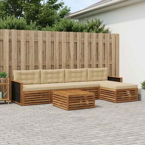 vidaXL Outdoor-Sofagarnitur 6 pcs Natur und Beige 79 x 79 x 37 cm (1/5)