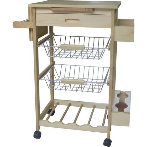 Carrello da Cucina in Legno Tosini KT0023B con Accessori