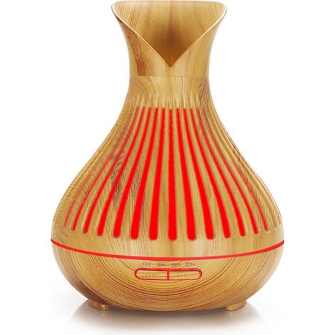 Diffuseur d'arômes 500 ml (marron) avec télécommande, disponible en 7 couleurs, avec un design de vase perforé, parfait pour une utilisation à domicile.
