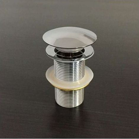 Bonde clic-clac sans trop-plein en laiton – Clapet à poussoir – Diamètre 66mm – Hauteur 78mm – Finition chromée pour vasques – Palici (1/4)