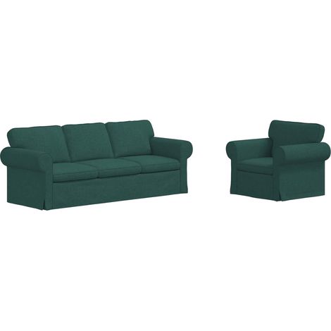 Set di divani 2 pz Verde Scuro Tessuto vidaXL (1/5)