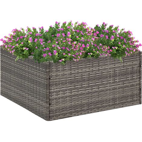 Pflanzkübel Grau 80x80x40 cm Poly Rattan