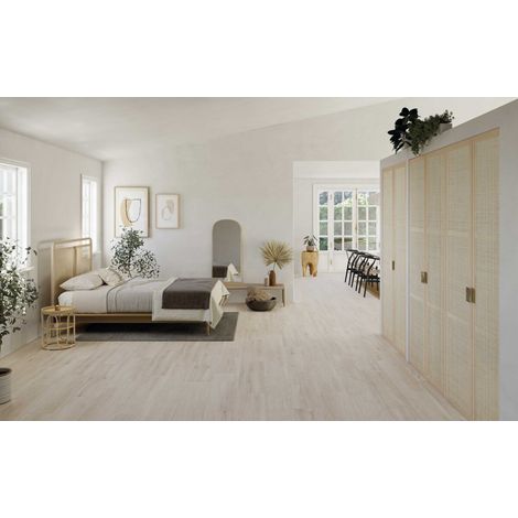 Dijon – Baldosa porcelánica efecto madera · interior y exterior - Haya - 22,5x90 cm - Caja (1/5)