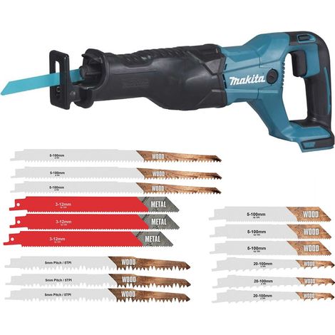 Makita DJR186Z 18v LXT Reciprocating Recip Sabre Saw Bare Unit & 15 Blades (1/5)