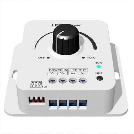 12–48 V DC Skydance Dreh-LED-Dimmer V1 – 1 Kanal x 8 A, 5 Helligkeitsstufen, stufenlose Lichtverlaufsgeschwindigkeit für einfarbige LEDs (1/5)