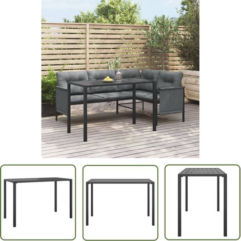 The Living Store Garten-Esstisch Anthrazit 110x54x70 cm Stahl - Gartenstuhl - Esszimmertisch - Terrassenmöbeln - Outdoor Möbel - Balkonmöbel (1/5)