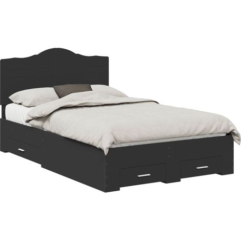 Estructura de cama Negro 135 x 190 cm Madera de ingeniería vidaXL