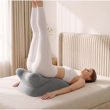 Coussin intime pour couple 56x37x20 cm en mousse mémoire gris, 27° pour lit, moderne FLORAGRACE (1/5)