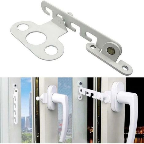 Ecleanfy - Lot de 2 blanc entrebâilleurs de fenêtre pour , fenêtre à battant, Entrebâilleur de fenêtre à battant, verrou anti-pincement (1/5)