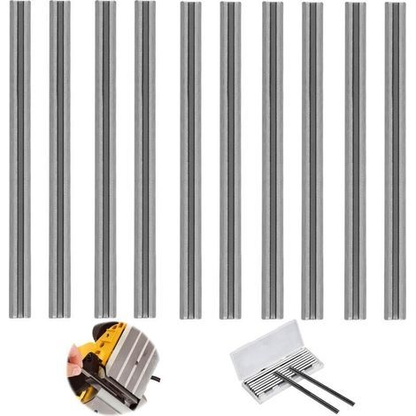 Set di 10 lame reversibili in acciaio rapido HSS da 82 mm per pialle, compatibili con macchine per la lavorazione del legno, pialle MAKITA e Bosch. (1/4)