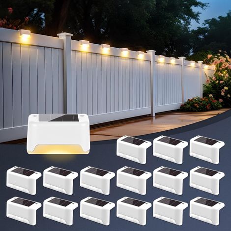 Lot de 16 lampes solaires LED étanches pour clôtures extérieures, escaliers, terrasses, clôtures, pelouses et patios - AquaForge (1/5)