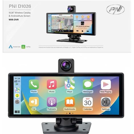 Système de navigation avec DVR PNI D1026, écran 10,26 pouces, CarPlay, Android Auto sans fil, BT, FM (1/4)