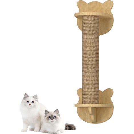 1 Arbre à chat, plateforme de saut, griffoir mural, nid, poteau à griffer, bois massif, intérieur (1/5)
