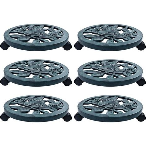 Chariots à plantes, lot de 6, verts, 38 cm, en plastique (1/5)