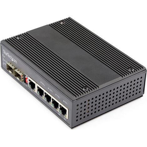 StarTech Switch Industrial Gigabit Ethernet de 6 Puertos - 4 Ranuras PoE RJ45 +2 SFP 30W PoE+ Montaje en Carril DIN (1/5)