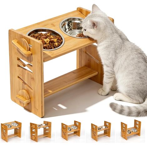 Gamelle Chien Surelevee, Gamelle surélevée pour Chien, Support Gamelles Chiens Surelevees avec 2 Bols Inoxydable, Support pour mangeoires, 6 Hauteurs Ajustables, Porte Gamelles (1/5)