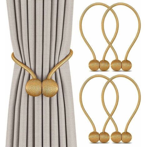 fermatende, fermatende magnetici, fibbia magnetica intrecciata per tende per decorazioni in casa e ufficio (oro) (1/4)