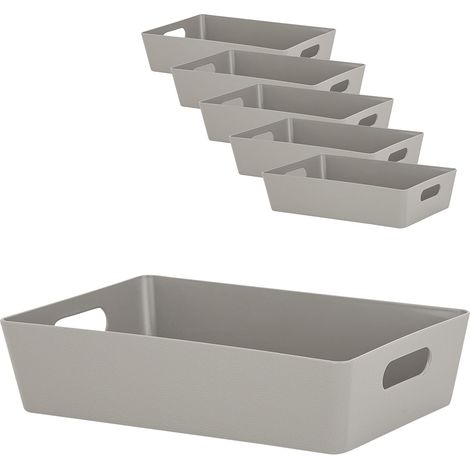 6 Boîte de rangement, 6 cm hauteur, Plastique durable, Format A5, Pour tiroir cuisine