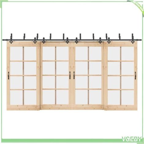 Kit de quincaillerie de porte coulissante - 3295756 - Rails doubles 427 cm - Acier noir - Capacité 80 kg (1/5)