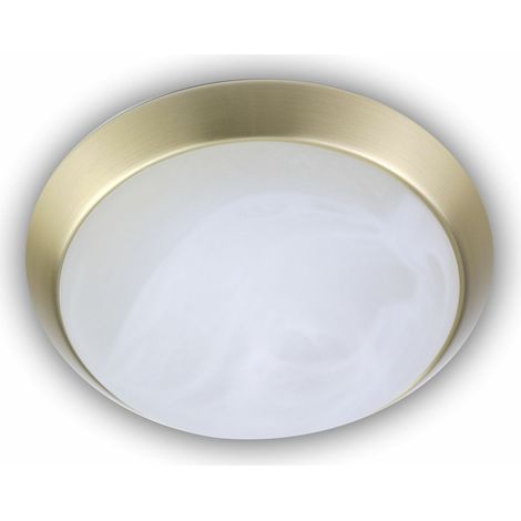 Deckenleuchte rund, Glas Alabaster, Dekorring Messing matt, Ø 25cm (1/4)