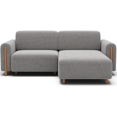 Canapé d'angle convertible ARVESSA gris clair bouclette – Angle droit (1/5)