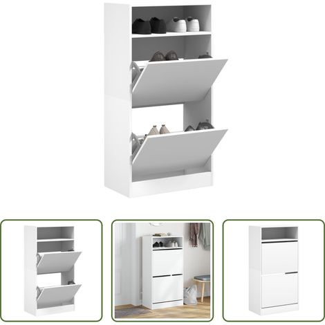 Schuhschrank Weiß -  Schuhschrank Weiß 60x34x116 cm Holzwerkstoff (1/5)