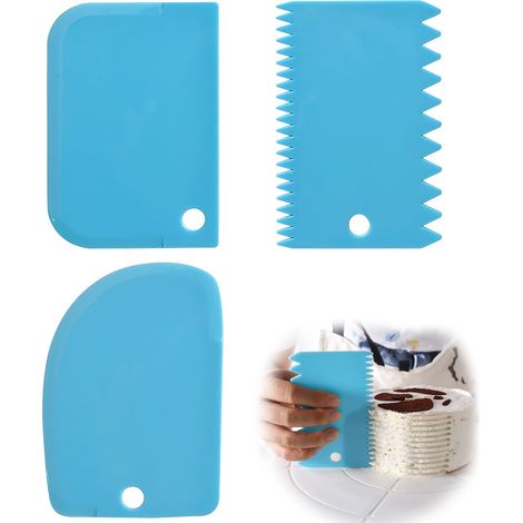 Set di 3 spatole di plastica per raschiare impasto, crema, bordi e decorazioni laterali dalle torte. (1/4)