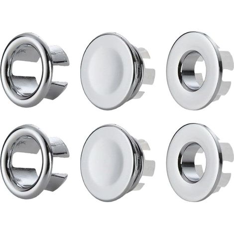 6-piece sink overflow cover set, overflow ring, overflow basin, accessories for round sinks, copper sink cover, for bathrooms, kitchens and washbasins (1/5)