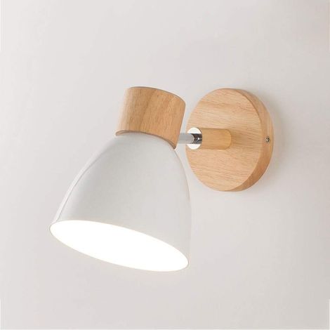 Nordic Metal Iron Macaron Bedroom Bedside Wall Lamp Modern Simple E27 Wooden Base Wall-mounted Study Wall Bedroom Balcony Restaurant Stairs Decorative Wall Lamp