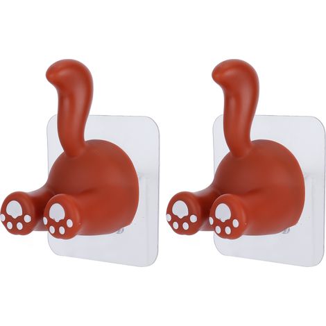 Lot de 2 crochets à ventouse pour queue d'animal, sans perçage, pour verre mat, carrelage céramique, marbre et métal (rouge) (1/5)