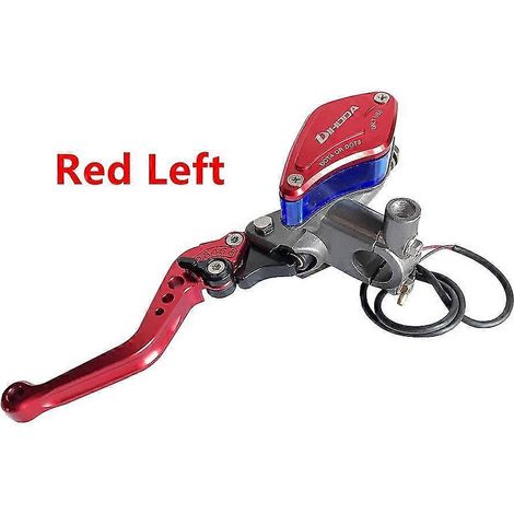 Maître-cylindre de frein et d'embrayage universel 22 mm (7/8") pour motos 50 à 300 cm³ - Pompe hydraulique - Poignée et levier de frein/embrayage - Rouge (gauche) (1/5)