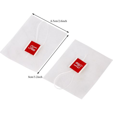 100 sachets à thé vides en nylon transparent avec cordon de serrage 6,5x8 cm pour infusions et filtres à herbes (1/5)