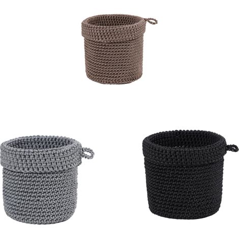 Lot de 3 paniers de rangement tressés dimensions 13 x 13 x 14 cm pour papier toilette accessoires et petits objets avec structure pratique pour salle de bain et maison (1/5)