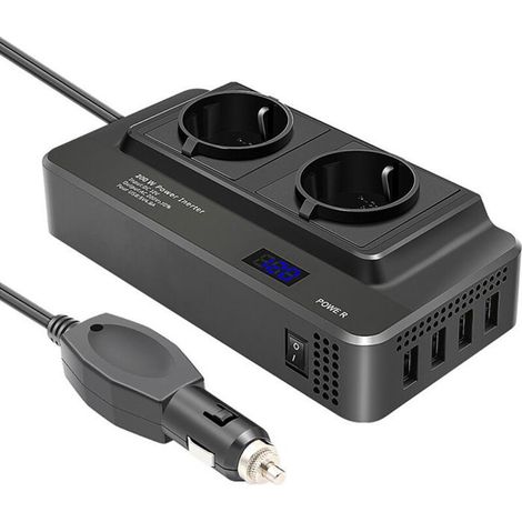 Onduleur de voiture 200W, convertisseur de puissance 12V à 220V, prise Standard européenne, noir TONCHEAN (1/5)
