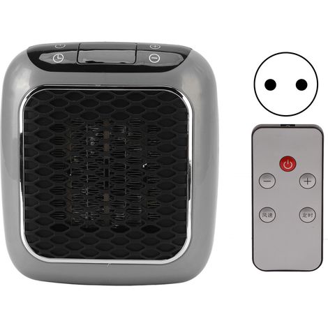Radiateur de Prise Gris avec Télécommande, Contrôle de Température et Affichage LED - Chauffage Céramique Murale pour Chambre, Bureau ou Sous-sol - Prise EU 220V (1/5)