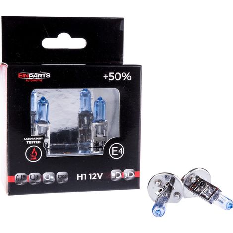 EinParts Bombillas Halógenas H1 12V 5000K Blanco 55W P14.5S, 2 piezas (1/3)