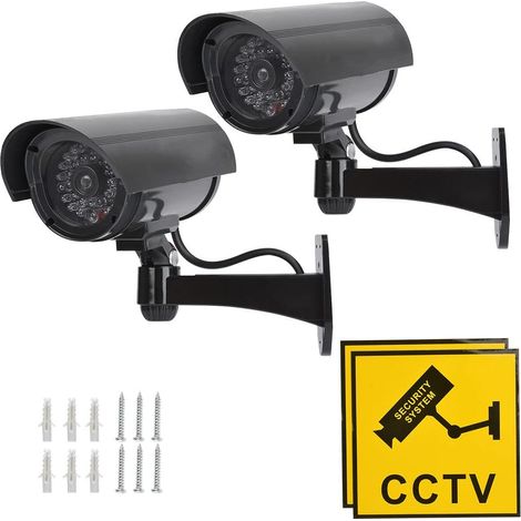 Caméra de vidéosurveillance virtuelle intérieure et extérieure avec flash LED IR (noir)