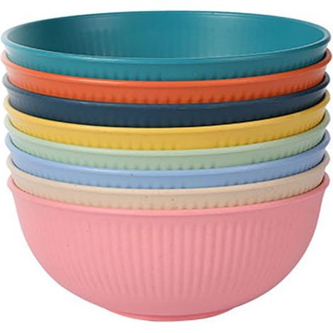Set di 8 ciotole in plastica da 750 ml – Ciotole riutilizzabili e infrangibili per cereali e insalate – Adatte per zuppe, popcorn e uso quotidiano (1/5)