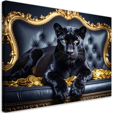 Leinwandbild Schwarzer Panther auf einem Sofa Tiere Glamour 30x20 (1/5)